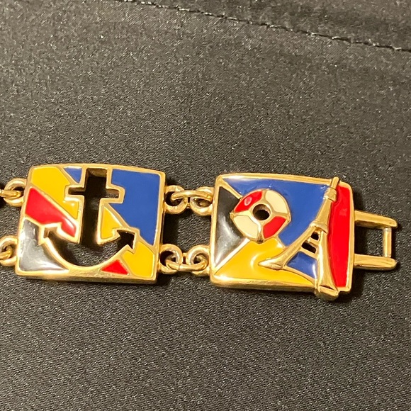 Swarovski Crystal & Enamel 1991 Paris By The Sea Bracelet 7” - Picture 2 of 6